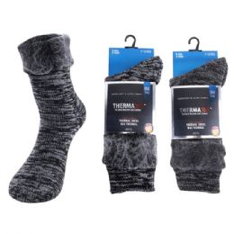 72 Bulk Thermaxxx Men's Thermal Socks Marled HD