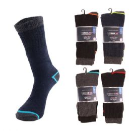 48 Bulk Thermaxxx Thermal Socks 3PK Neon Lines