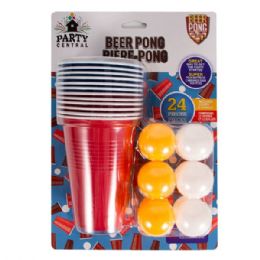 24 Bulk Party Central Recreational Ping Pong Balls & Cups 24pk 12+12