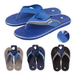 50 Bulk JM Men Slippers 2 Tone Strap White Line