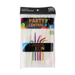 48 Bulk Party Central Drinking Straw 100PK Individual Wrap