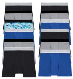 12 Bulk Boys Cotton Underwear Boxer Briefs In Assorted Colors, Size Medium