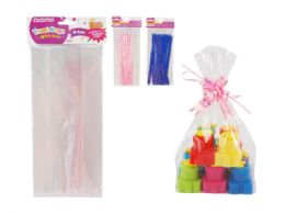144 Bulk Pack Of 15 Piece Cello Treat Bag With Bow In Pink And Blue