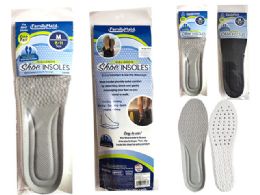 144 Bulk Cushioned Men's Insoles In Black And Grey