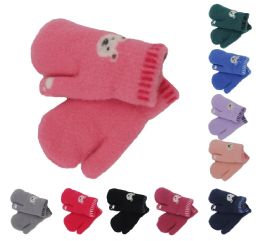 24 Bulk Assorted Color Kids Mitten