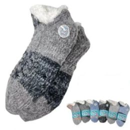 24 Bulk Plush - Lined Non Slip Sherpa Booties Two Tone
