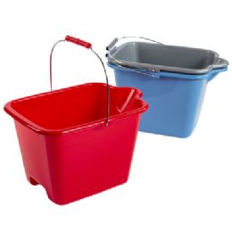 20 Bulk Bucket Plastic W/handle9.7l/2.5gal Rectangular Shape3ast Colors Red/blue/grey