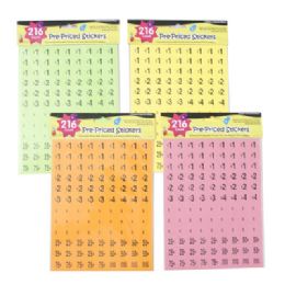 120 Bulk Preprice Stickers 216ct 4ast Neon Colors 2 Sheets/pk Pb Ea Pack Includes 54 Pc Diy Price