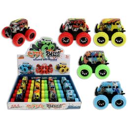 24 Bulk Stunt Dune Buggy Double Inertia Friction 2.75in 4ast Colors In 12pc Pdq