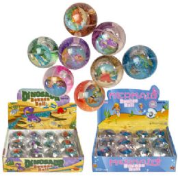 24 Bulk Bouncing Ball Light Up 1 Each Dino/mermaid 12pc Pdq/mstr Ctn W/glitter/tinsel 4ast Per Style