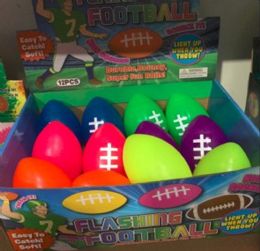 12 Bulk Football Neon Flashing 6in Tpr 4ast Colors In 12pc Pdq Ea In Pb/upc Label
