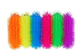 12 Bulk Flash Puffer Caterpillar Light Up 10in Toy 3ast Colors In 12pc Pdq Ea W/ht Purple/orange/blue