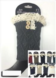 24 Bulk Women Lace Assorted Color Leg Warmers