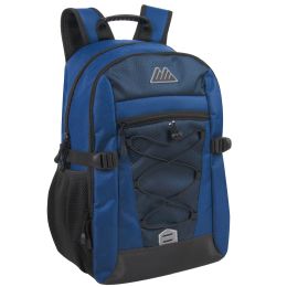 24 Bulk 19 Inch Bungee Jacquard Cord Backpack With Padded Laptop Section - Navy