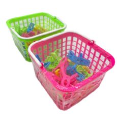24 Bulk 24pc Plastic Clothes Pin W Basket