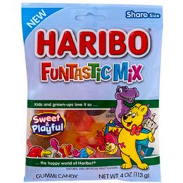 12 Bulk Gummi Candy Haribo Funtastic Mix4.0 Oz Peg Bag