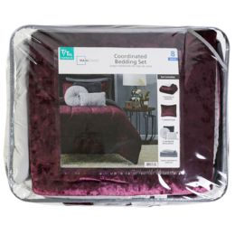 Bulk Bedding Set In A Bag 8pc Purple Velvet Twin/twin xl