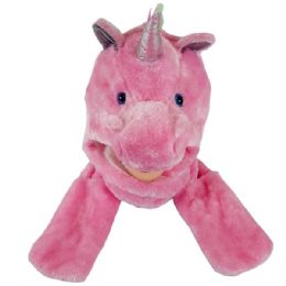 36 Bulk Pink Unicorn Hat with Paw Mittens