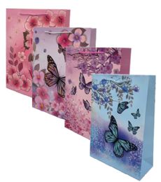 96 Bulk Glitter Butterfly Xlarge Gift Bag