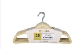 12 Bulk 25 Pack Ivory Velvet Hanger