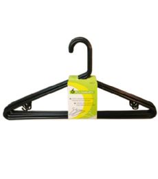 38 Bulk Plastic 6 Pack Adult Hanger Black
