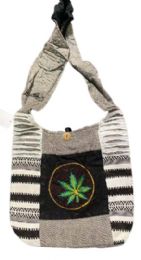 5 Bulk Marijuana Leaf Embroidered Handmade Hobo Bag