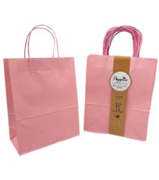 20 Bulk Large Light Pink Kraft Bag With Band