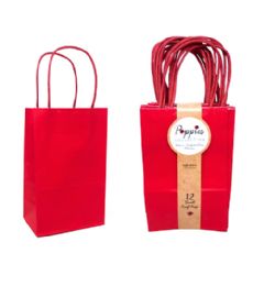 20 Bulk Small Red Kraft Bag With Band