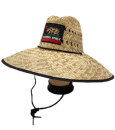 12 Bulk California Bear Straw Hat