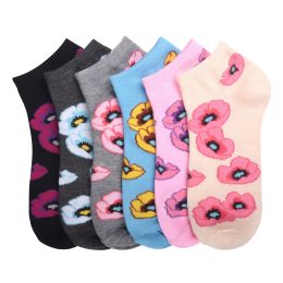432 Bulk Mamia Spandex Socks (pansies) 9-11