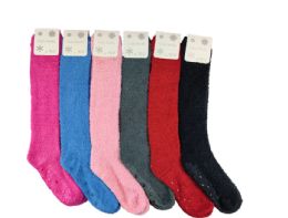 12 Bulk Woman Assorted Color Fuzzy Sock