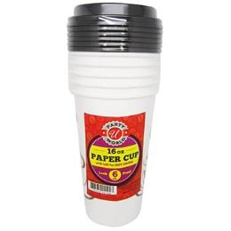 48 Bulk Paper Cup W/ Lid 16oz 6 Count Packs