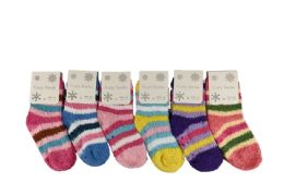 12 Bulk Kids Striped Fuzzy Sock