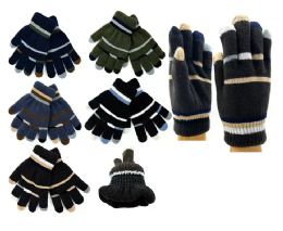 24 Bulk Kids Striped Winter Gloves