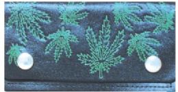 12 Bulk Marijuana Leaves Pattern Leather Bi Fold Wallet