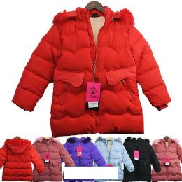 24 Bulk Girls' Hooded Jacket Mid Length Large