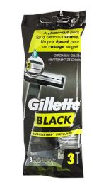 4 Bulk Gillette Black Fixed Handle Men's Disposable Razor - Pack Of 3