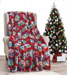 12 Bulk Owl Throw Holiday Throw Design Micro Plush Throw Blanket 50x60 Multicolor