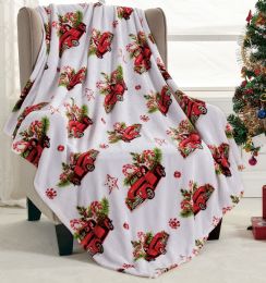 12 Bulk Rustic Pickup Truck Holiday Throw Design Micro Plush Throw Blanket 50x60 Multicolor