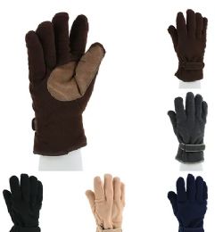 12 Bulk Men's Winter Fleece Gloves Heavy