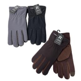 48 Bulk Men's Lined Touch Screen Gloves With Gripper Palm
