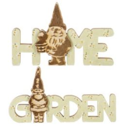 24 Bulk Tabletop Gnome Home/garden Sign 2ast 9.4x5.9 Wooden