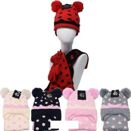 12 Bulk Kid's Fleece 3 Pc Set Hats/gloves/scarf