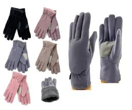 24 Bulk Womens Fuzzy Interior Touchscreen Winter Gloves In Assorted Color
