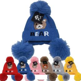 12 Bulk Kid's Fur Lining Winter Hat Bear