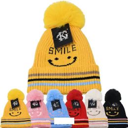 12 Bulk Fur Lining Winter Hat Smile Pattern