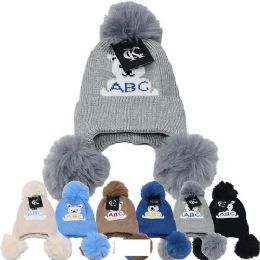 24 Bulk Kid's Fur Lining Winter Hat ABC