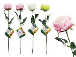 48 Bulk Pack Of Plastic Rose Flowers In 4 Assorted Colors