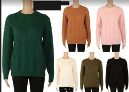 24 Bulk Women's Textured Sweater Assorted Colors