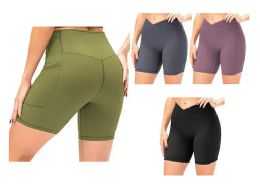 36 Bulk Womens Assorted Yoga Shorts With Pockets